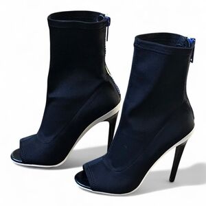 Aldo Black Peep-Toe Heeled Boots